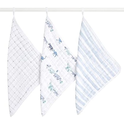 aden + anais Classic Boutique Washcloth Set, Super Soft 100% Cotton Muslin, 3-Pack, Rising Star