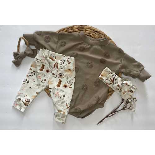 Organic Baby Girl Outfit/newborn girl/baby girl floral outfit/toddler girl outfit/Floral sweater romper & floral joggers/baby gift