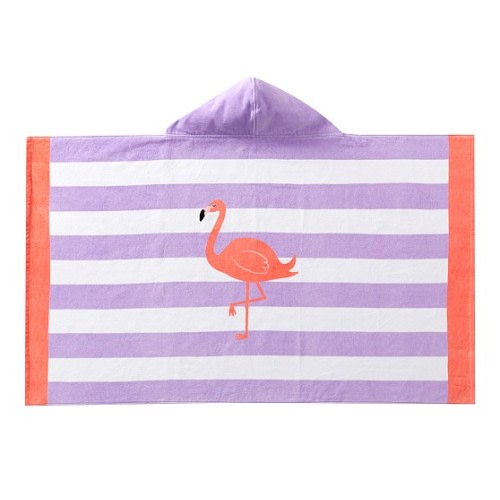 Flamingo Stripe Beach Hooded Towel | Pottery Barn Kids