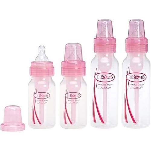 Dr. Browns Pink Bottles 4 Pack (2 - 8 oz bottles) and (2 - 4 oz bottles)