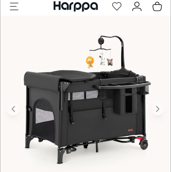 Harppa Saimia 5-in-1 Pack n Play Bassinet & Playard, Portable Crib with Changing Table & Wheels