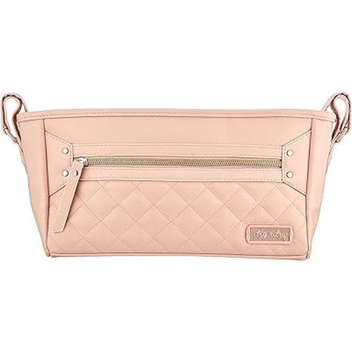 Itzy Ritzy Adjustable Stroller Caddy/Organizer - Stroller Organizer Bag Featuring Front Zippered Pocket, 2 Built-in Interior Pockets & Adjustable Straps to Fit Nearly Any Stroller (Blush)