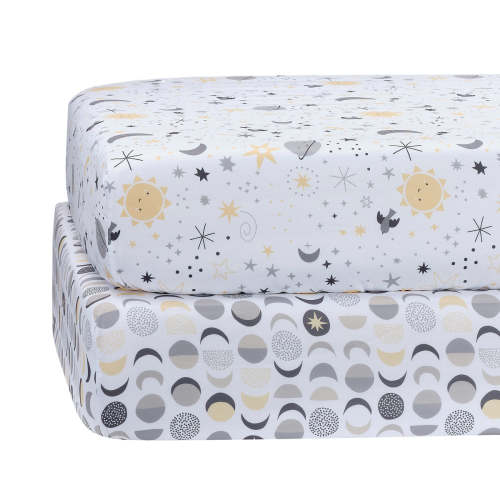 Celestial Moon/Stars 2-Pack Fitted Crib/Toddler Sheet Set – Lambs & Ivy