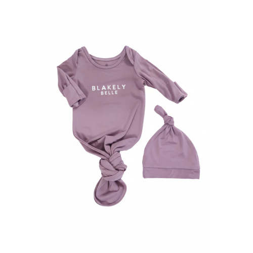 (Brooklyn) Girl Personalized Bamboo Newborn Baby Knot Gown & Hat