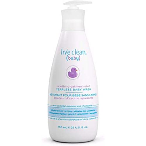 Live Clean Baby Tearless Baby Wash, Soothing Oatmeal Relief, White, 750 ml (Pack of 1)