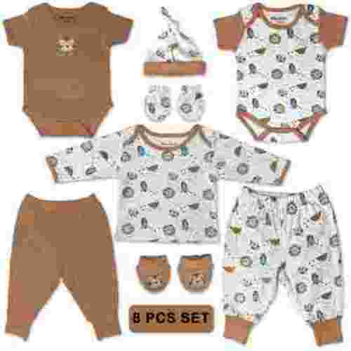 Baby Bright Newborn Essentials Must Have Clothes for Baby Boy, Outfit Gifts for Infant, Baby Shower Gift, 8-Pieces, Size 0-3 Months