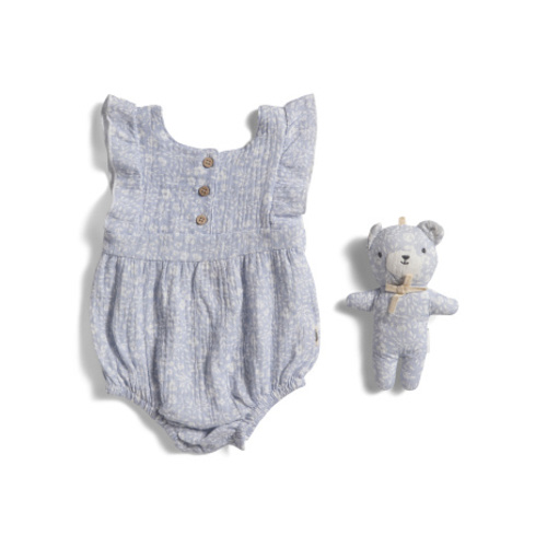 Newborn Girls 2pc Muslin Bubble Bodysuit And Bear Set | Kids & Baby | T.J.Maxx