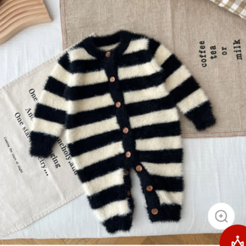 Baby Fluffy Button Striped Romper