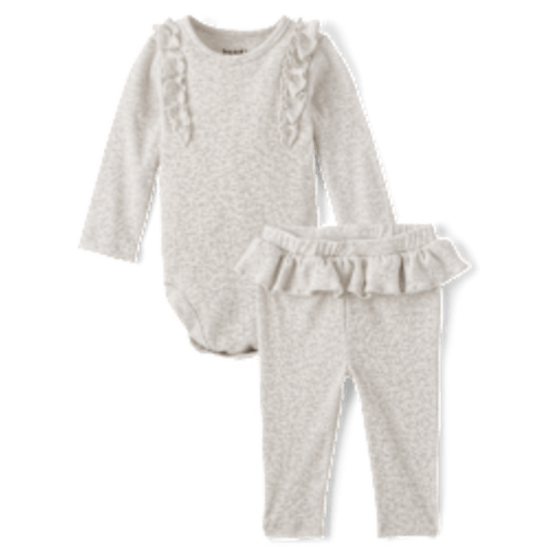 Baby Girls Ribbed Ruffle 2-Piece Playwear Set - H/t lunar