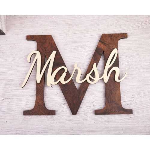 Custom Initials Sign, Wooden Wall Name Sign for Wall, Letter Capitalized Name Sign, Door Sign, Modern Name Sign