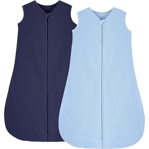 Looxii Fleece Baby Sleep Sack 0-6 Months 2 Pack 1.5 TOG Baby Wearable Blanket with 2-Way Zippers Soft Warm Toddler Sleeping Sack