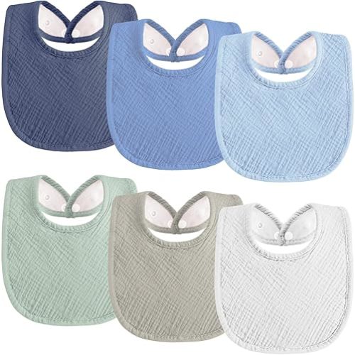 Muslin Baby Bibs 6-Pack Baby Drool Bandana Bibs for Baby Girls Boys Infant Newborn Toddler Drooling and Teething
