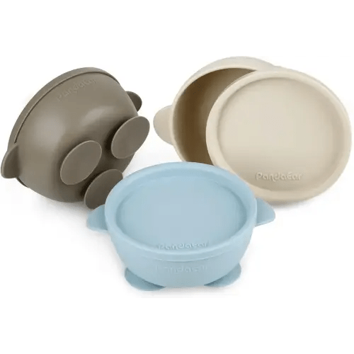 PandaEar Pack of 3 Baby Bowl with Suction Cup and Lid for Children, Toddlers, Infants - Leak-proof Silicone Children's Bowl Baby Tableware - Soft Safe BPA-Free (Blue Brown) : Amazon.de: Baby Products