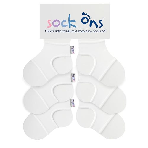 Sock Ons Clever Little Things That Keep Baby 3 Pack - White, 0-6 Months