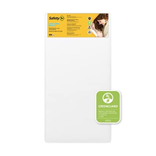 Safety 1st Heavenly Dreams Baby Crib and Toddler Bed Mattress, Waterproof and Stain Resistant Cover, White - Standard