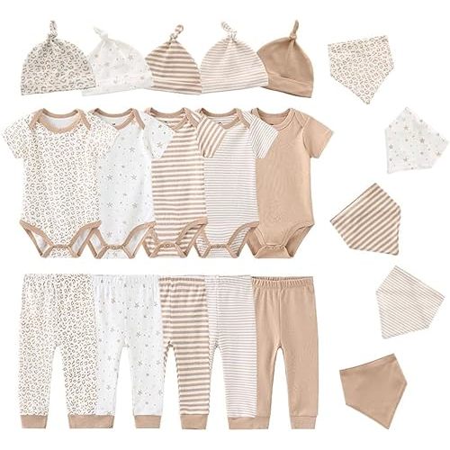 Baby Short Sleeve Jumpsuit Essentials Infant Clothing Set 20-Piece for Boys and Girls