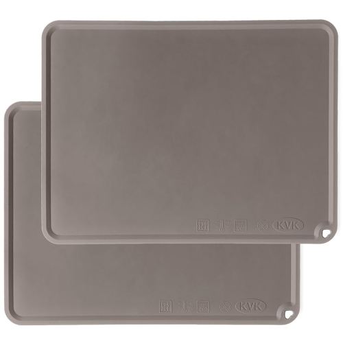 KVK Silicone Placemat for Toddles Kids Non-Slip Reusable Portable Baby Placemats for Restaurant Stain-Proof Children Food Mats Eating Table Mat 2 Pack (Charcoal)