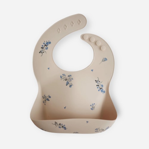 Silicone Baby Bib - Lilac Flowers