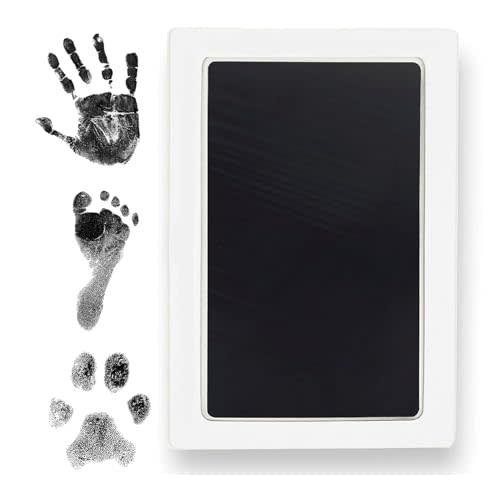 Clean Touch Ink Pad for Baby Handprints and Footprints – Inkless Infant Hand & Foot Stamp – Safe for Babies, Doesn’t Touch Skin – Perfect Family Memory or Gift – Black Standard Size [4 Pack]