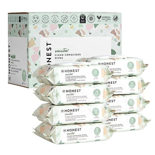 The Honest Company Clean Conscious Wipes | 99% Water, Compostable, Plant-Based, Baby Wipes | Hypoallergenic, EWG Verified | Geo Mood, 576 Count - 72 Count (Pack of 8)