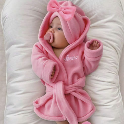 Newborn Baby Girls Pajamas Long Sleeve Bow Print Furry Patchwork Button Closure Infant Jumpsuit Sleepwear Loungewear