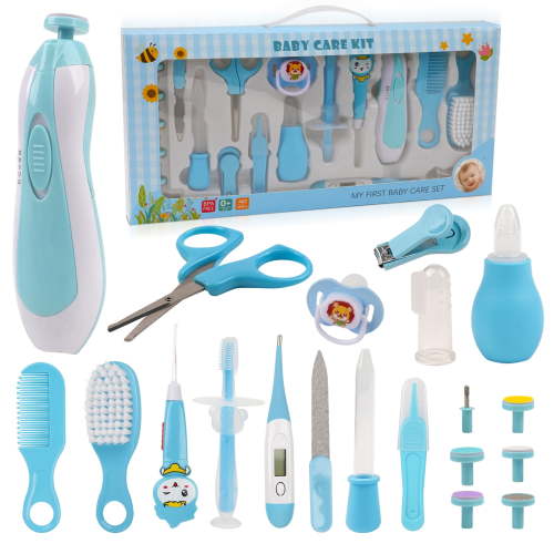 20 in 1 Baby Grooming Kit,Electric Safety Nail Trimmer Baby Nursery Kit,Newborn Care Nursery Health Kits with Hair Brush Comb for Newborn Infant Toddlers Baby Boys Girls Kids,Blue
