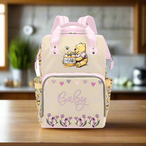 Diaper Bag Pooh Bear Personalized Tigger Custom Diaper Bag Backpack Girl Pink Baby Shower Gift Waterproof Mommy Bag Backpack Gifting Idea