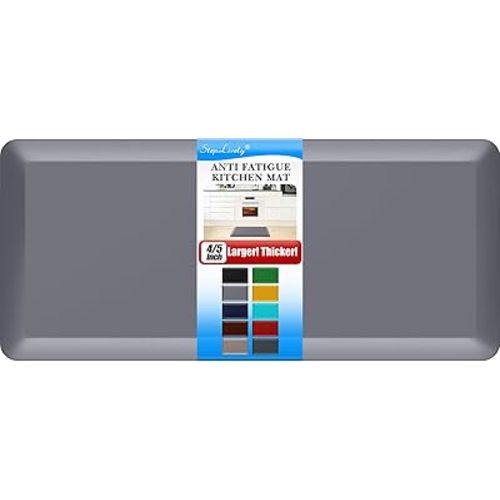 4/5 Inch Thick Kitchen Mat - Cushioned Anti Fatigue Mats for Kitchen Floor - Easy to Clean, Waterproof, Non-Slip Kitchen Rug for Sink, Office, Kitchen (17''x39'' Grey)