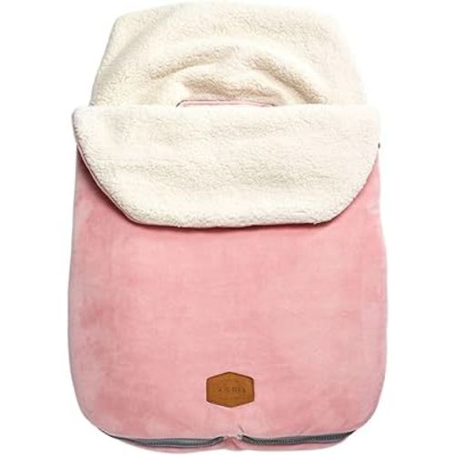 JJ Cole Bundle Me Winter Baby Car Seat Cover and Bunting Bag - Original - Sherpa Lined Weather Resistant Baby Carrier and Stroller Cover - Stroller Accessories and Winter Baby Essentials - Blush Pink