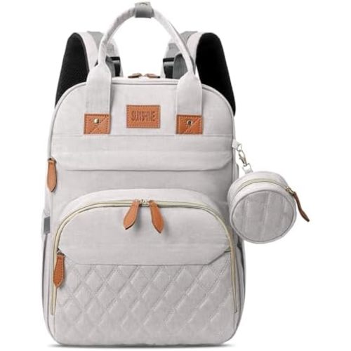 Diaper Bag Backpack, Large Diaper Bag with Changing Station, New Mom Gifts, Lightweight Waterproof Unisex Diaper Bag with Insulated Pockets and USB Charging Port, Beige