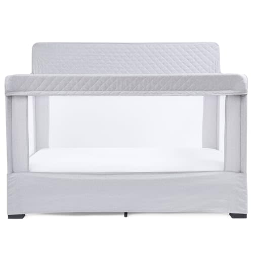 Baby Delight Lunaire Full Size Crib | Breathable Mesh Baby Crib | Tool-Free Assembly Baby Bed | Pebble Grey