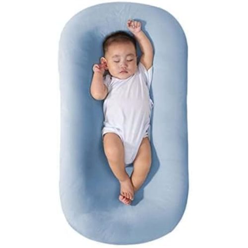 Baby Lounge Pillow for Newborn 0-24 Months, Newborn Lounger Nest Sleeping for Baby in Bed, Infants Lounger for Boys & Girls (Blue, 29.5*19.3in)
