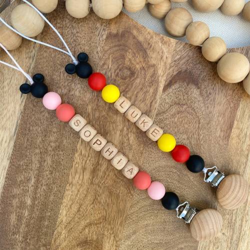 Mickey Mouse Pacifier Clip, Custom Mickey Pacifier, Minnie Mouse Pacifier, Personalized Baby Name, Disney Pacifier Clip, Babyshower Gift