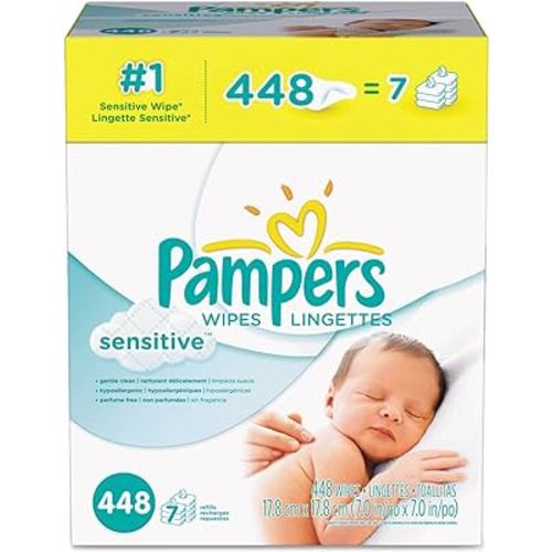 Pampers Baby Wipes Sensitive Perfume Free 7X Refill Packs (Tub Not Included) 448 Count