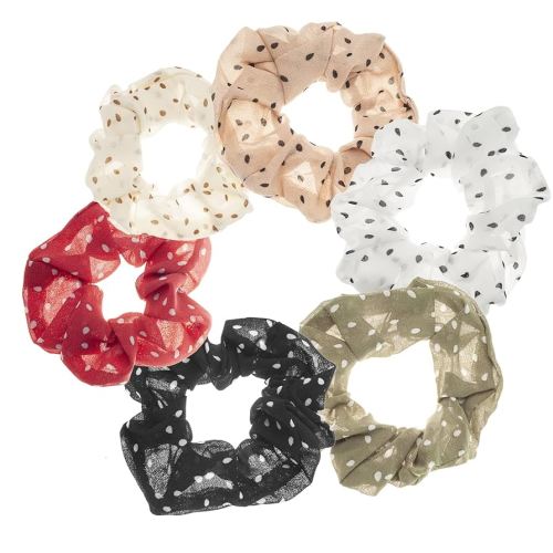 Polka Dot Hair Scrunchies, 6PCS Bandana Scrunchy Hair Ties, Scrunchies Hair Ties for Women. (Polka Dot)