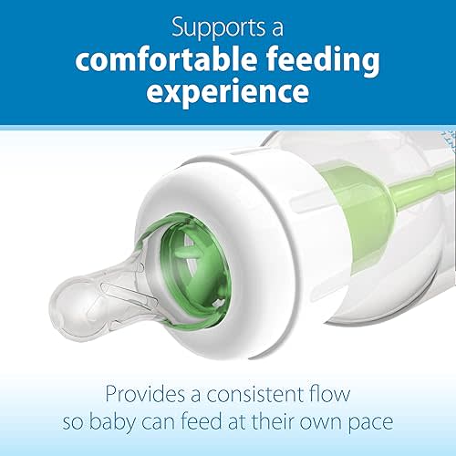 Dr. Brown's Natural Flow Anti-Colic Options+ Narrow Baby Bottle, Blue Nature, 8 oz/250 mL, with Level 1 Slow Flow Nipples, 0m+, 4 Pack
