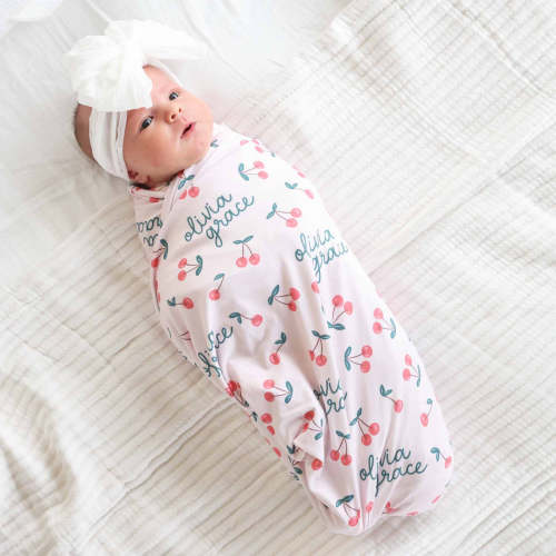 Cherry On Top Personalized Swaddle Blanket