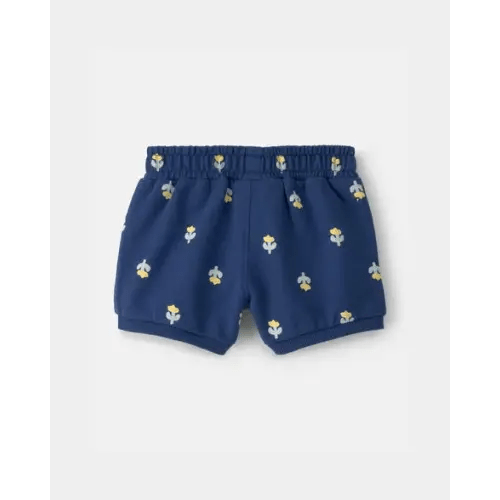 Baby Girl Floral French Terry Shorts - Navy Blue | Carter's