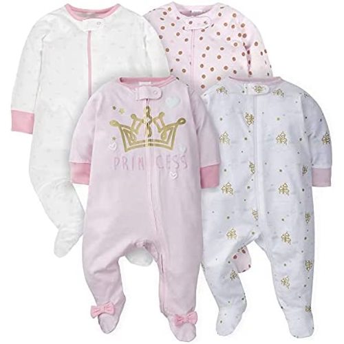 Gerber Baby Girls' 4 Pack Sleep 'N Play Footie