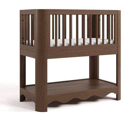 Storkcraft Casablanca 3-in-1 Convertible Bassinet – GREENGUARD Gold Certified Wood Baby Bassinet, Includes Water-Resistant Mattress, Converts to Toy Box and Bookcase (Hazelnut)