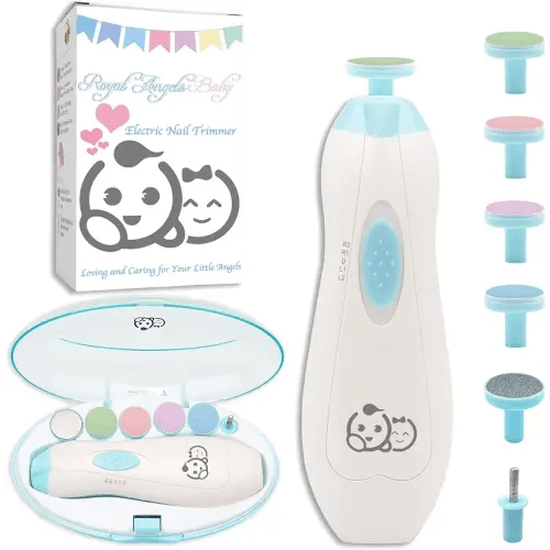 Baby Nail Trimmer 6 in 1, Royal Angels Baby Electric Nail File, Baby Grooming Kit Manicure Set for Toddler and Adults, Newborn Toddler Toes & Fingernails Nail Care Kit (Babyblue)