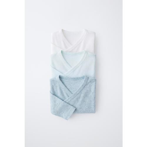 Newborn THREE-PACK OF RIBBED KIMONO NECK BODYSUITS - Sea green | ZARA United States
