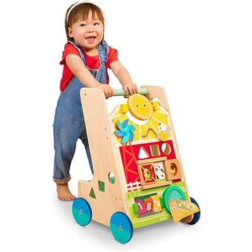 Battat – Wooden Activity Walker – 9 Educational Activities – Learning & Walking Toy for Toddlers – Stand, Push, Walk – 1 Year + – Farm Activity Walker