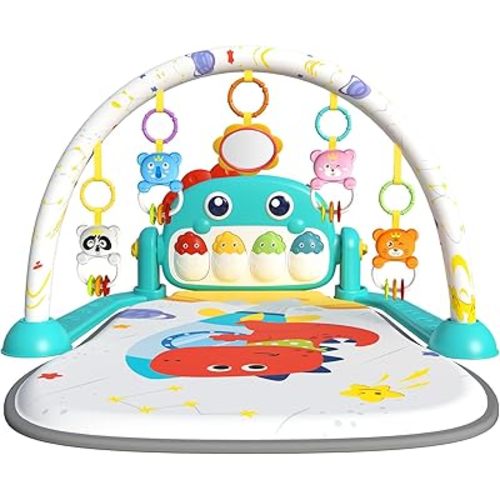 Eners Baby Gyms Play Mats Musical Activity Center Kick & Play Piano Gym Tummy Time Padded Mat for Newborn Toddler Infants (green)