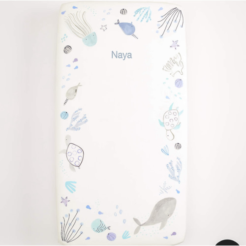 Stay Cool Sea Organic Cotton Baby Crib Fitted Sheet