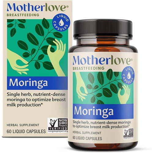 Motherlove Organic Moringa Breastfeeding Support Capsules, Nurture Breast Milk Supply, 60 Liquid Caps
