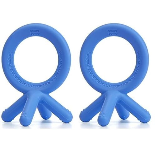 Comotomo Silicone Baby Teether, Blue, 1.75x1.75x3 Inch (Pack of 2)
