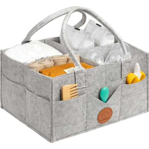 KeaBabies Diaper Caddy Organizer - Baby Organizer for Nursery, Car Storage Organizer, Baby Gift Basket, Changing Table Organizer, Portable Diaper Organizer Caddy for Girls, Boys (Classic Gray)