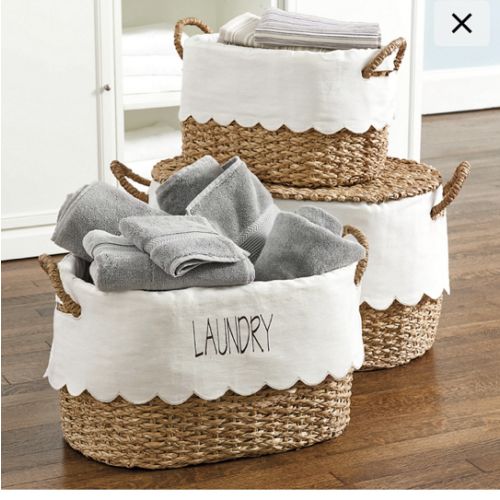 BW Wicker Stacking Storage Baskets