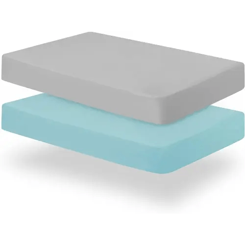 Biloban Crib Sheets for Boys, Fitted Crib Sheet for Standard Crib Mattress, 2 Pack Neutral Toddler Sheets for Boys, Machine Washable, Microfiber, Grey & Aqua